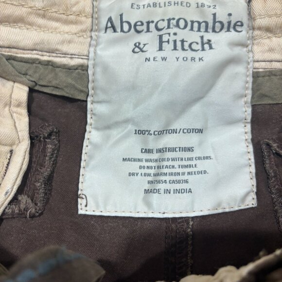 Vintage Abercrombie & Fitch Cargo Shorts Mens 36 Brown Heavyweight Distressed - Picture 4 of 12